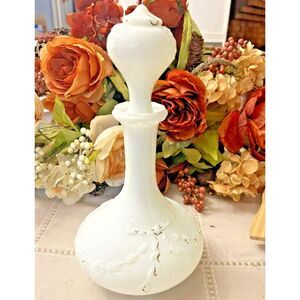 Antique dithridge Milk Glass Vanity Decanter  with Milk Glass Stopper